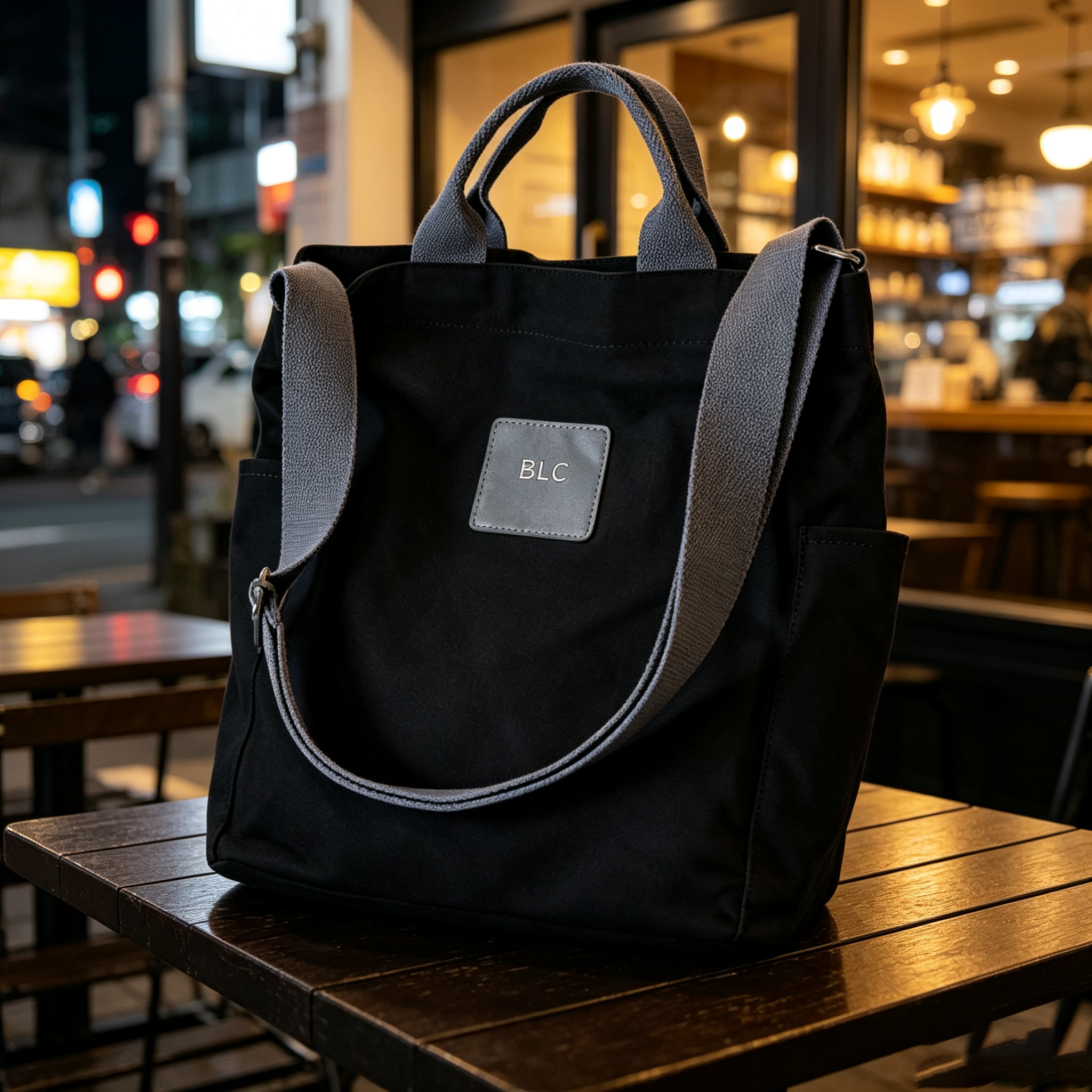 Stylish Reusable lightweight canvas tote bag with pockets for commuting travel supermarket shopping